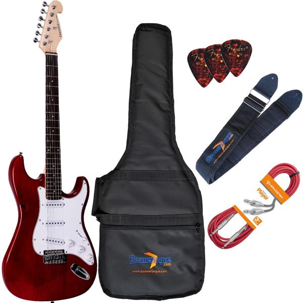 Kit Guitarra Elétrica Strato G100 TRD/WH Translucent Red Giannini
