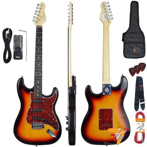 Kit Guitarra Elétrica Strato G100 3ts/tt Sunburst Giannini