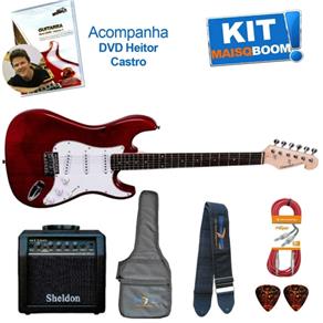 Kit Guitarra Elétrica Strato G100 Vermelha DW / WH Giannini Mais que Música Heitor Castro