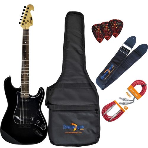 Kit Guitarra Elétrica Strato Mg32 Bk Preta Memphis Completo