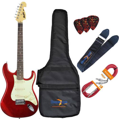 Kit Guitarra Elétrica Strato MG32 Vermelha Memphis Completo