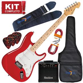 Kit Guitarra Elétrica Strato Standart GM217 RD Michael Completo