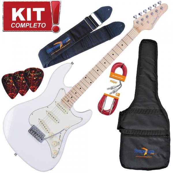 Kit Guitarra Elétrica Strato Sts100 Wh Branca Strinberg Completo