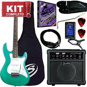 Kit Guitarra Elétrica Stratocaster EGS216 MGB Verde Strinberg