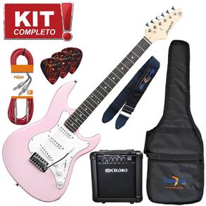 Kit Guitarra Elétrica Stratocaster Egs216 Mpk Rosa Strinberg + Cubo