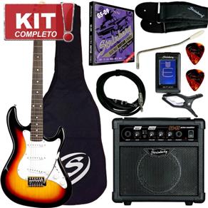 Kit Guitarra Elétrica Stratocaster EGS216 SB Sunburst Strinberg