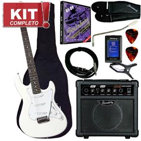 Kit Guitarra Elétrica Stratocaster EGS216 WH Branca Strinberg