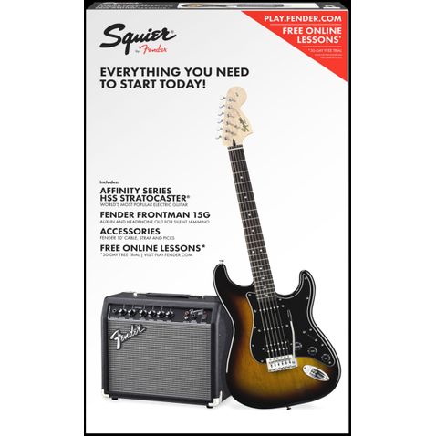 Kit Guitarra Fender Squier Affinity Strat Hss + Frontman 15 032 - Brown Sunburst