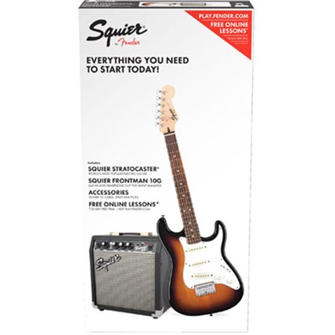 Kit Guitarra Fender Squier Affinity Strat Short Scale + Frontman Sq10 032 - Brown Sunburst