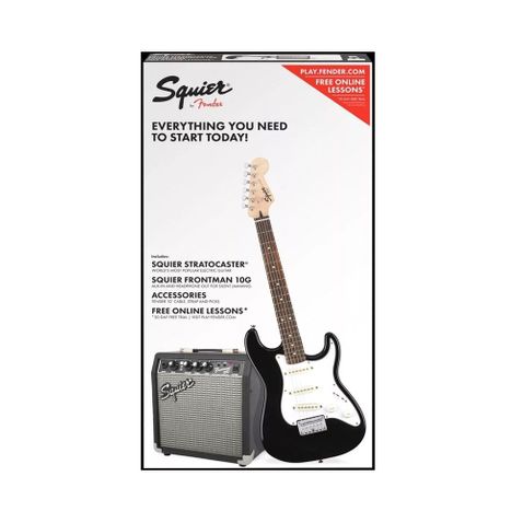 Kit Guitarra Fender Squier Affinity Strat Short Scale + Frontman Sq10 006 - Black