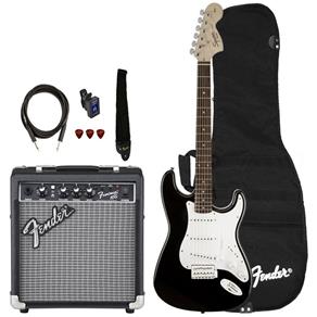Kit Guitarra Fender Squier Affinity Stratocaster Frontman 10 Preta