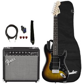 Kit Guitarra Fender Squier Affinity Stratocaster Hss Champion 20 Brown Sunburst