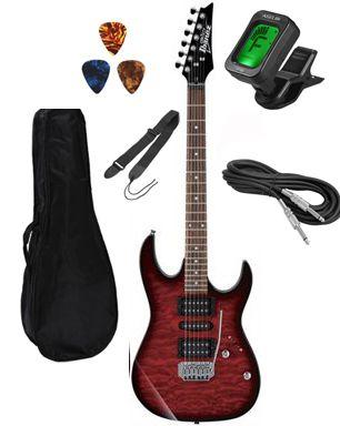 Kit Guitarra Ibanez Gio GRX70 Vermelho Sunburst QA-TRB com Afinador, Bag Luxo, Cabo, Correia e Palhetas