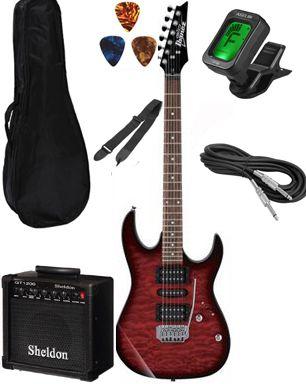Kit Guitarra Ibanez Gio GRX70 Vermelho Sunburst QA-TRB com Amplificador, Afinador, Bag Luxo, Cabo, Correia e Palhetas
