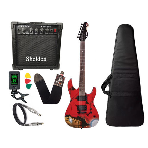 Kit Guitarra Iron Man Homem Ferro Phx Amplificador Sheldon