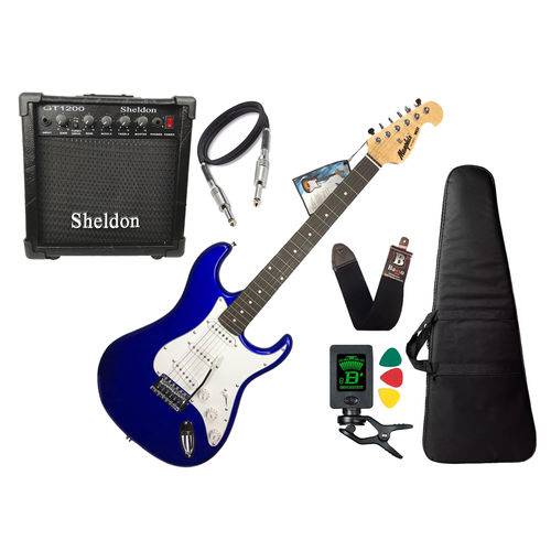 Kit Guitarra Mod Fender Tagima Memphis Mg32 Azul Sheldon