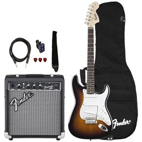 Kit Guitarra Squier Affinity Stratocaster Frontman 10 Brown Sunburst