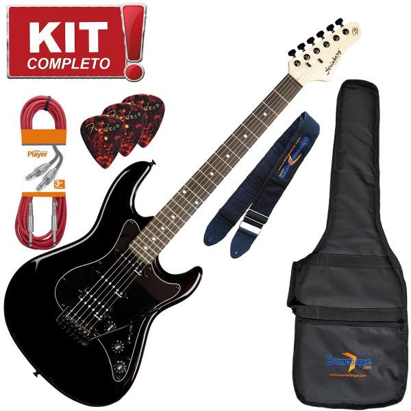 Kit Guitarra Strato Egs267 Captação Dupla Bk Pantera Strinberg Completo