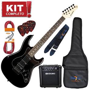 Kit Guitarra Strato Egs267 Captação Dupla Bk Pantera Strinberg + Cubo