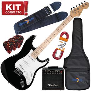 Kit Guitarra Strato Michael Advanced GM227 MBK Preta Completo