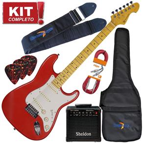 Kit Guitarra Strato Michael Stonehenge GM222N MR Metal Red Completo