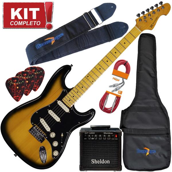 Kit Guitarra Strato Michael Stonehenge GM222N SK Sunburst Black Completo