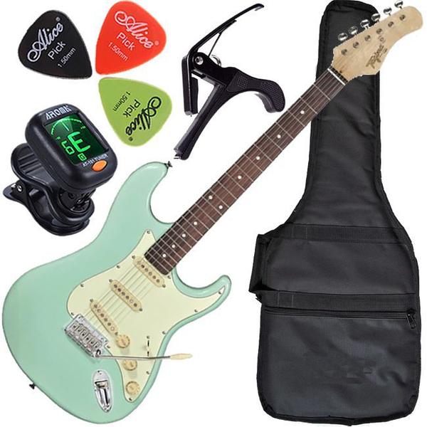 Kit Guitarra Stratocaster Elétrica Verde Pastel T635 Tagima