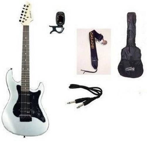 Kit Guitarra Strinberg Strato Egs67 Afinador Digital Acessórios - Prata