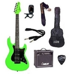 Kit Guitarra Strinberg Strato Egs267 Amplificador Acessórios - Verde