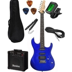 Kit Guitarra Tagima Memphis Mg260 Azul Metálico com Amplificador + Acessórios