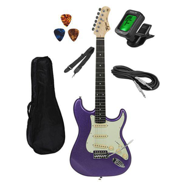 Kit Guitarra Tagima TG500 Metallic Purple Roxa MPP Strato com Acessórios