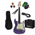 Kit Guitarra Tagima TG500 Metallic Purple Roxa Strato c/ Amplificador e Acessórios