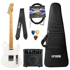Kit Guitarra Tagima Woodstock TW55 PW Olympic White Branca Telecaster + Completo
