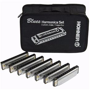 Kit Harmonica Blues Band com 7 Harmonicas Nos Tons C, D, E, F, G, a e Bb - HOHNER 0451