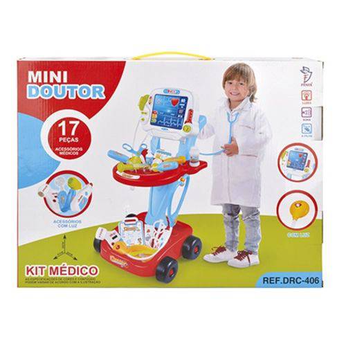Kit Médico Mini Doutor Fênix Brinquedo Criança Azul