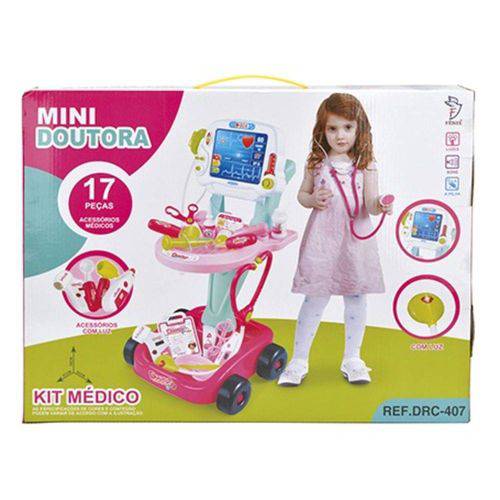 Kit Médico Mini Doutora Fênix Brinquedo Criança Rosa