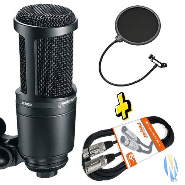 KIT Microfone Audio Technica At2020 + Cabo XLR+ Pop Filter - Audiotechinica