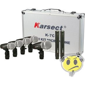 Kit Microfone Bateria Karsect K7c 7 Mics Case Alumínio