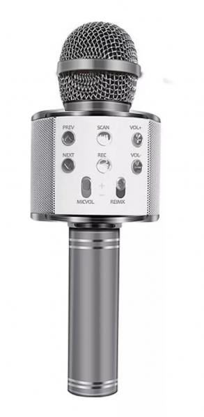 Kit 2 Microfone Bluetooth Sem Fio Karaoke Porta Usb Alto-falante Embutido Prata Barato - Handheld Ktv