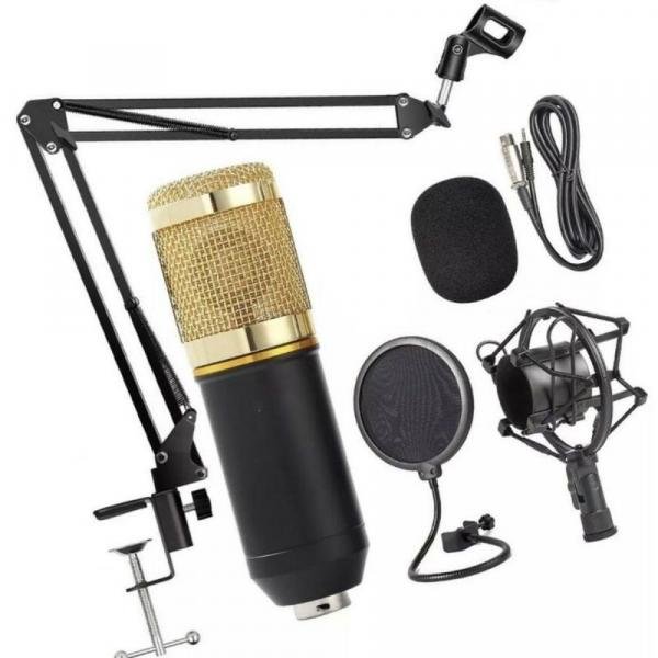 Kit Microfone Bm800 + Pop Filter + Aranha + Braço Articulado - Oem