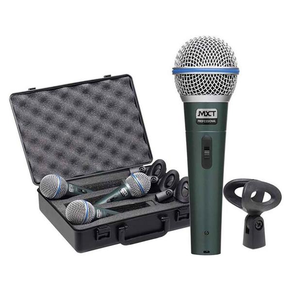 Kit 3 Microfone MXT Profissional BTM-58A com Maleta e Cachimbo