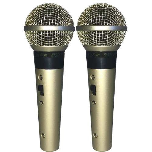 Kit 2 Microfone Profissional com Fio Cardióide Sm58 P4 Leson Champagne