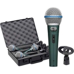 Kit 3 Microfone Profissional Maleta E Cachimbo