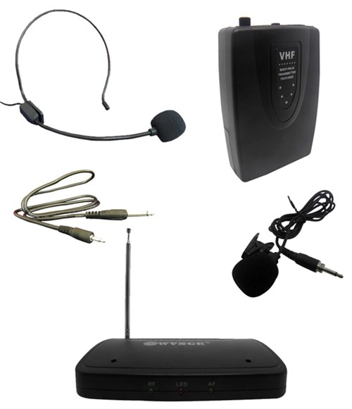 Kit Microfone Sem Fio com Lapela Wireless Auricular Head Set para Aulas Palestras (Bsl-Hel-2)