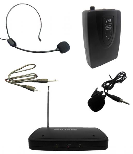 Kit Microfone Sem Fio com Lapela Wireless Auricular Head Set para Aulas Palestras (BSL-HEL-2) - Chang Hong
