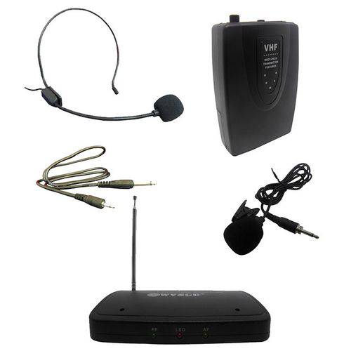 Kit Microfone Sem Fio com Lapela Wireless Auricular Head Set para Aulas