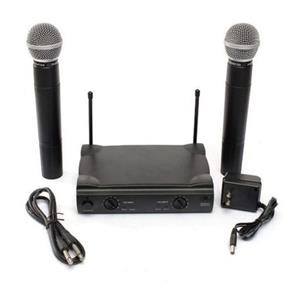Kit Microfone Sem Fio Duplo de Mao Uhf Profissional Alcance 100 Metros Wireless com 2 Microfones para Karaoke Igrejas