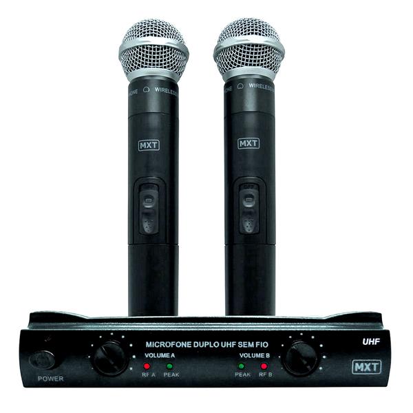 Kit Microfone Sem Fio Duplo/Receptor/Maleta 687,6-695.5mhz UHF302 - MXT - MTX