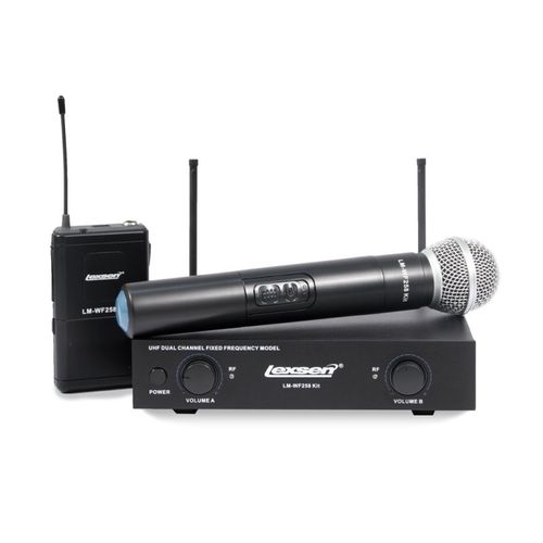 Kit Microfone Sem Fio Lexsen LM-WF58 Bivolt UHF com Lapela e Headset