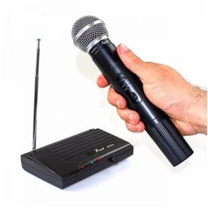 Kit Microfone Sem Fio Wireless Uhf Profissional Karaoke Igreja 100Db Preto Bivolt